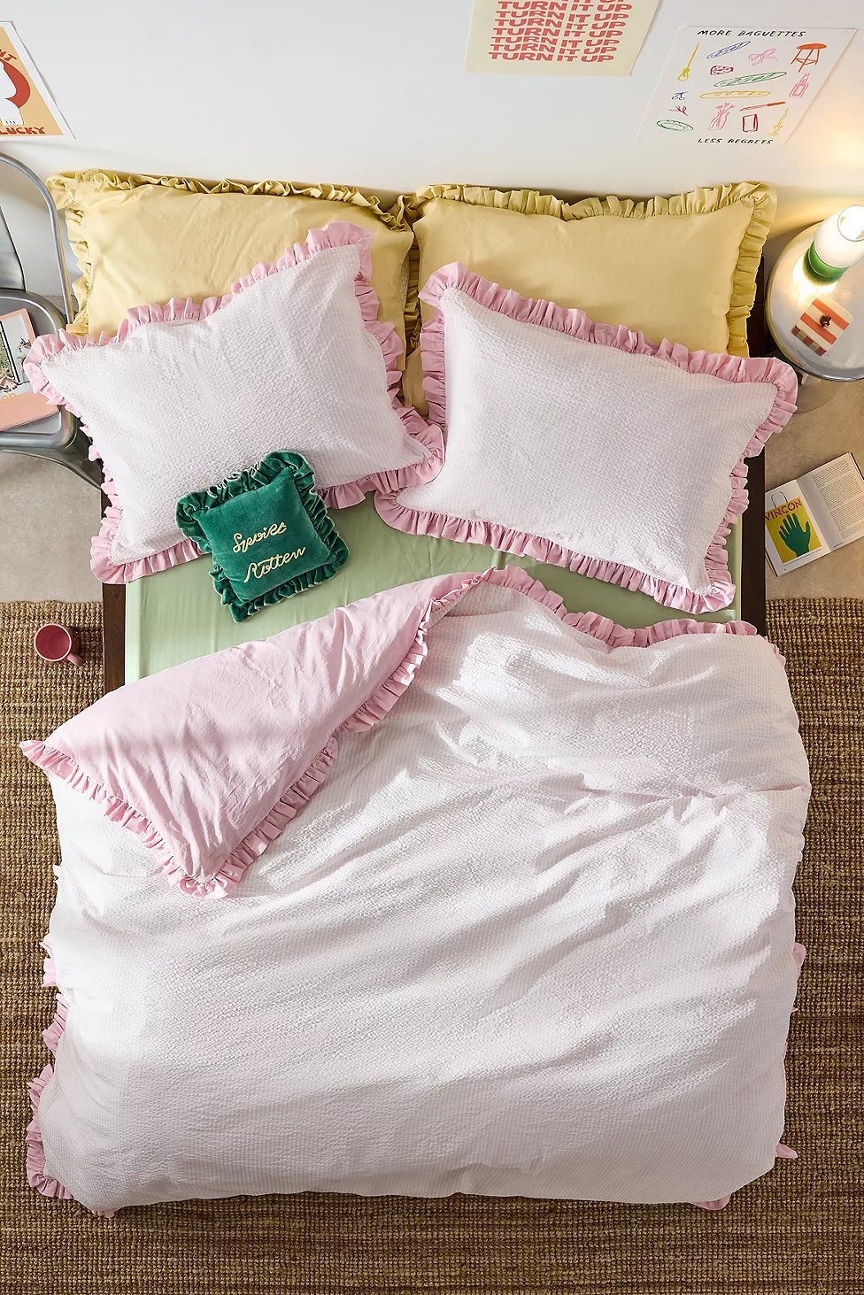 Pink Stripe Seersucker Duvet Set