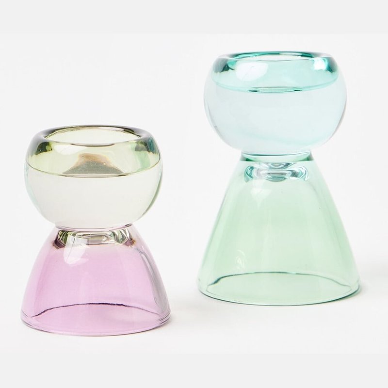 Deva Glass Tealight Holders, Set of Two