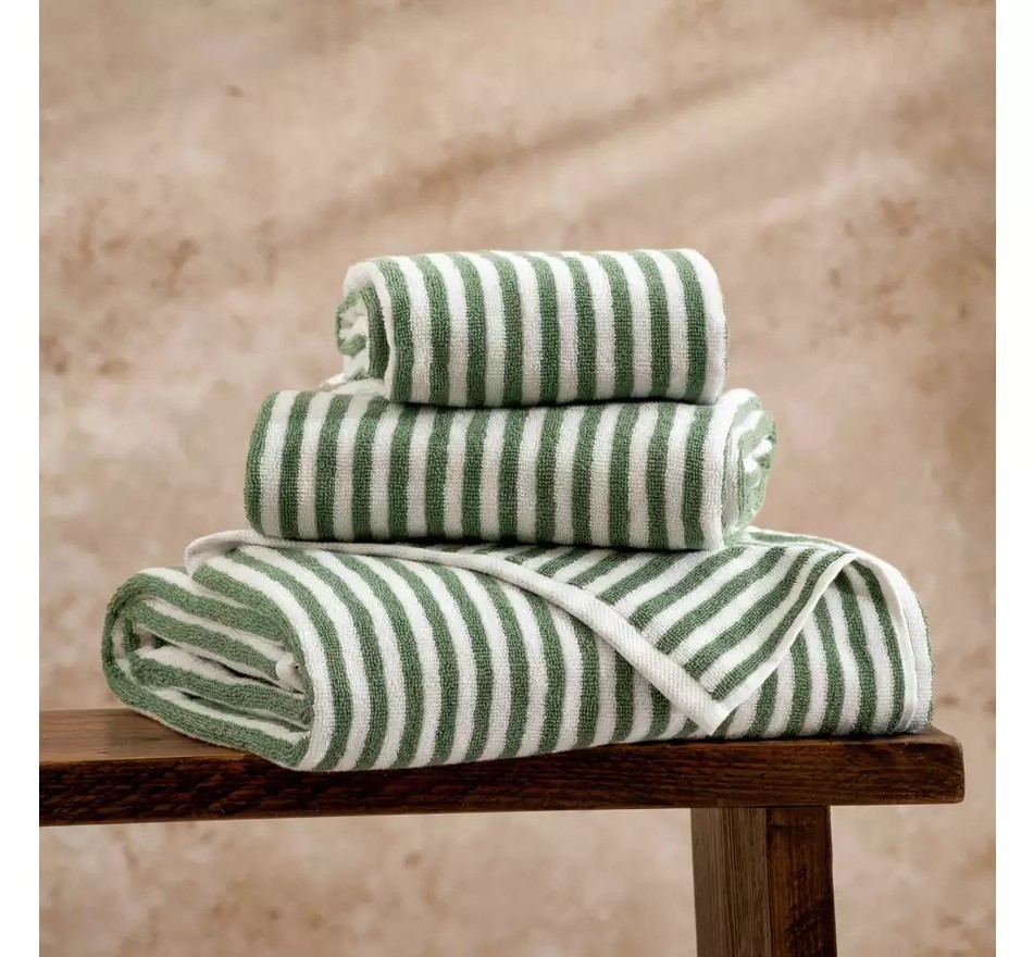 Green & White Striped Towel Bale