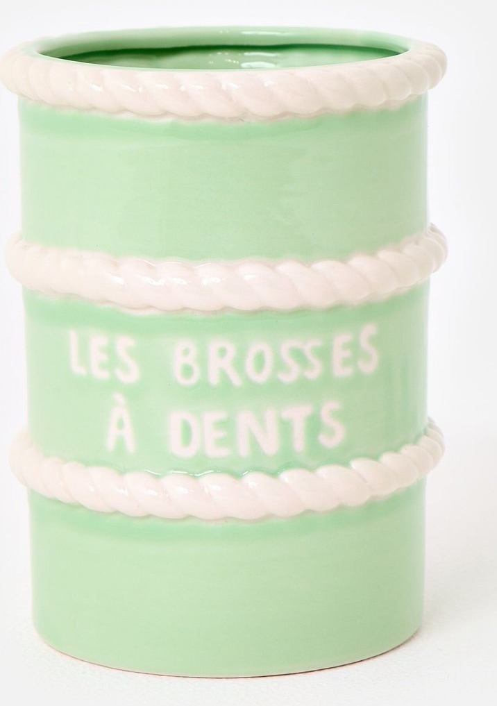 Green Ceramic Toothbrush Holder